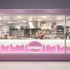 Custom Pink Ice Cream Kiosk with Full Commercial Kitchen | Freestanding Mall Dessert Retail Booth