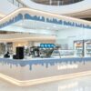 ICE CREAM KIOSK (39) Custom Blue Drip Design Ice Cream Kiosk with Gelato Display Case | Modern Mall Food Retail Booth