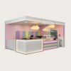ICE CREAM KIOSK (8) Custom Pastel Ice Cream Shop Counter with Marble Reception Desk | Modern Mall Dessert Retail Kiosk