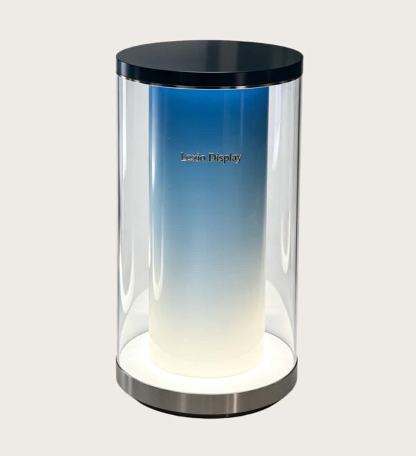 column display cabinet (12) Luxury Black Gold Trim Pink Gradient Table Lamp | Minimalist Cylindrical Glass Decor Lighting