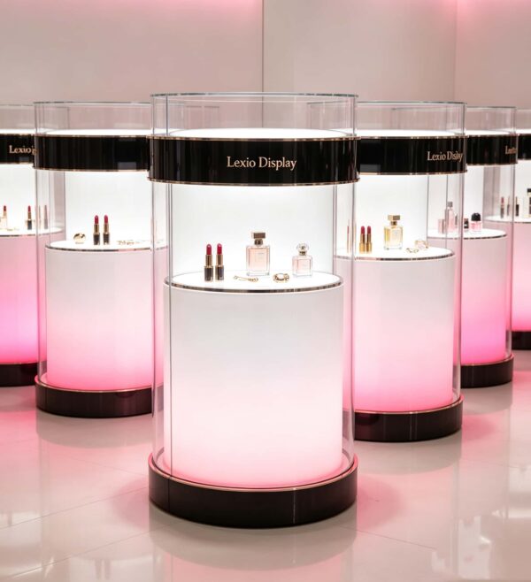 column display cabinet (15) Premium Decorative Glass Accent Lamp | Modern Luxury Cylindrical Table Light for Living Room