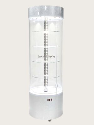 column display cabinet (20) Wholesale Rotating Cylindrical Glass Jewelry Display Cabinet | LED Illuminated Round Tower Showcase with Lock & Wheels