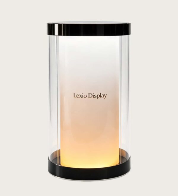 column display cabinet (9) Modern Cylindrical Gradient Pink Glass Table Lamp | Luxury Decorative Ambient Desk Lamp for Home & Retail