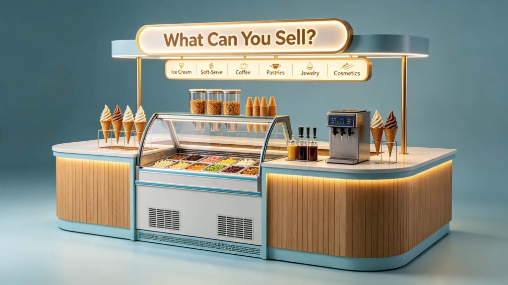 What can I sell in a kiosk?