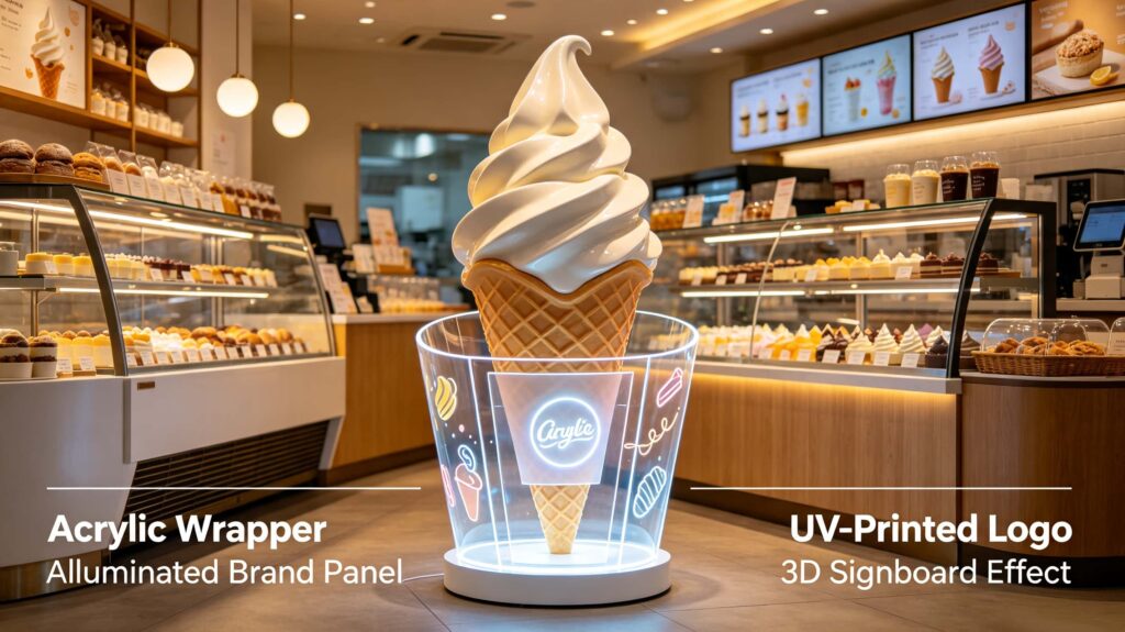 fiberglass ice cream cones material and logo