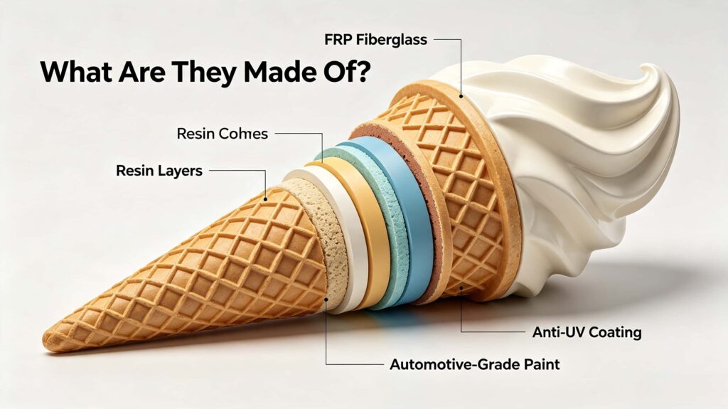 ice cream cones fiberglass made of