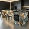 island tables (12) Wholesale Full Natural Quartzite Kitchen Island with Built-in Oven | Luxury Veined Stone Integrated Counter for High-End Residential & Catering Space