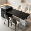 island tables (16) Wholesale Dark Solid Top Island Table with Marble Stone Leg | Asymmetric Storage Side Cabinet Counter Desk for Jewelry Boutique & Luxury Showroom