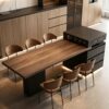 island tables (18) Wholesale Walnut Wood Offset Kitchen Island Dining Table | Asymmetrical Side Cabinet Storage Work Desk for Home & Retail Boutique Display