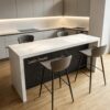 island tables (4) Wholesale White Sintered Stone Fluted Panel Kitchen Island Bar Counter | Modern Luxury Freestanding Breakfast Bar Table For Home & Commercial Cafe