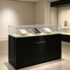 museum display cabinet (14) Low profile horizontal glass museum display case with matte black base Lexio Display for manuscripts, books and cultural artifact exhibition