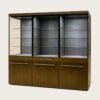 museum display cabinet (15) Wood veneer multi‑compartment museum display case with drawer storage base adjustable glass shelves Lexio Display for cultural relic exhibition