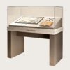 Freestanding museum display case with sloped interior platform and clear glass Lexio Display for antique maps, manuscripts and historical document exhibition