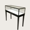 Black tall four leg pedestal glass phone display case LED light base mobile phone showcase counter Lexio Display