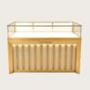 phone display cabinet (26) Luxury gold vertical slat glass display counter built‑in LED lighting lockable custom Lexio Display logo for watch and electronics store