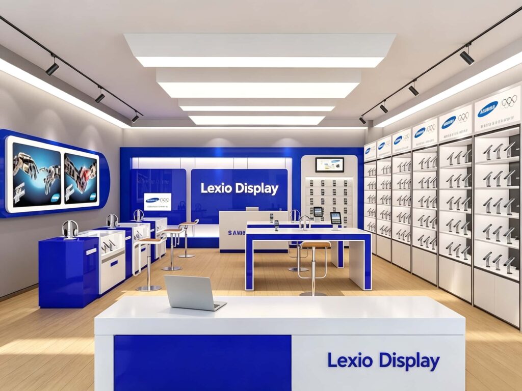 How to Plan a Blue and White Mobile Phone Store Design Layout