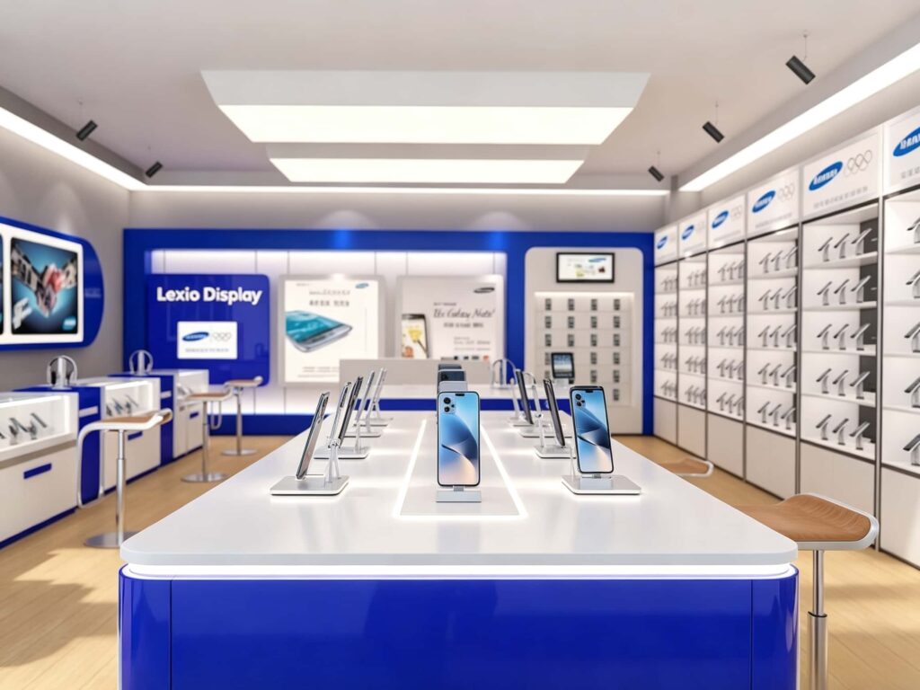 How to Plan a Blue and White Mobile Phone Store Design Layout