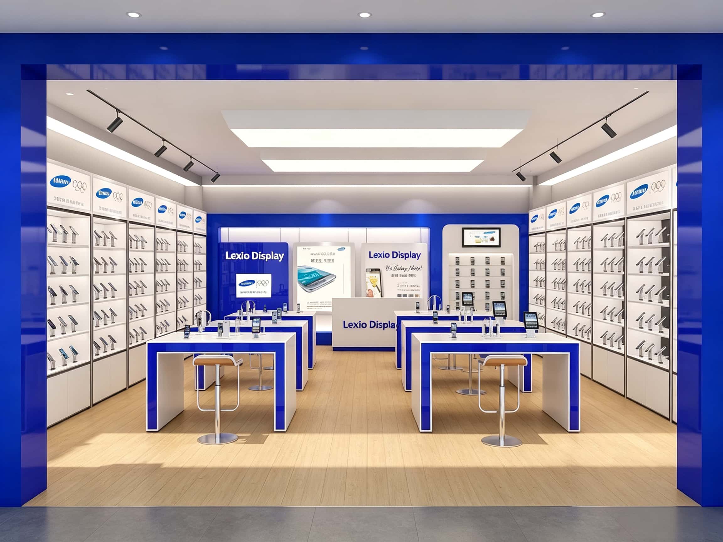 How to Plan a Blue and White Mobile Phone Store Design Layout
