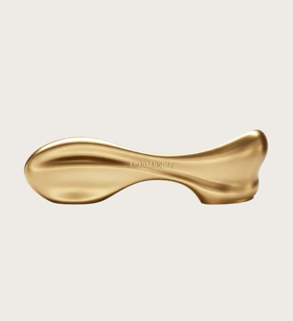 reception desk (13) Custom organic fluid curved sculptural gold reception desk smooth luxury lobby counter Lexio Display