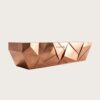 Custom Geometric Faceted Rose Gold Reception Desk | Modern Polygon Metal Lobby Counter