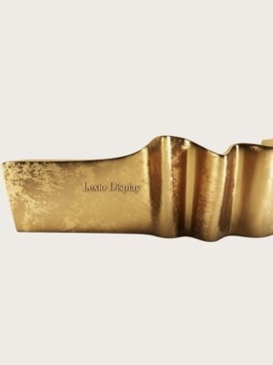 Custom Wavy Gold Leaf Reception Desk | Luxury Curved Irregular Front Counter for Boutique & Office Lobby