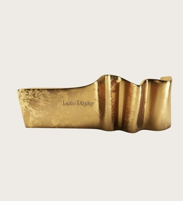 reception desk (19) Custom Wavy Gold Leaf Reception Desk | Luxury Curved Irregular Front Counter for Boutique & Office Lobby