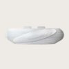 White layered slatted wave curved artistic reception desk Lexio Display luxury multi workstation front desk for corporate office lobby hotel salon