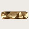 Custom diamond faceted antique distressed gold reception desk 3D geometric metal lobby counter Lexio Display