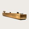 Custom Long Brushed Gold Tiered Step Reception Desk | Multi-level Lobby Counter for Hotel & Luxury Retail