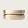 Custom Double Stacked Oval Gold Reception Desk | Curved Rounded Luxury Lobby Front Counter for Hotel & Boutique
