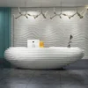 White layered slatted wave curved artistic reception desk Lexio Display luxury multi workstation front desk for corporate office lobby hotel salon
