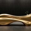 reception desk (8) Custom organic fluid curved sculptural gold reception desk smooth luxury lobby counter Lexio Display