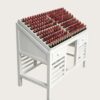 Slanted grid lipstick display table with drawers wooden cosmetic organizer stand Lexio Display for makeup boutique beauty salon retail