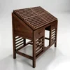 Slanted grid lipstick display table with drawers wooden cosmetic organizer stand Lexio Display for makeup boutique beauty salon retail