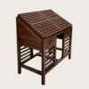 Slanted grid lipstick display table with drawers wooden cosmetic organizer stand Lexio Display for makeup boutique beauty salon retail