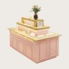 Tiered wooden top pink white jewelry island display counter with LED light Lexio Display retail showcase for jewelry boutique clothing store