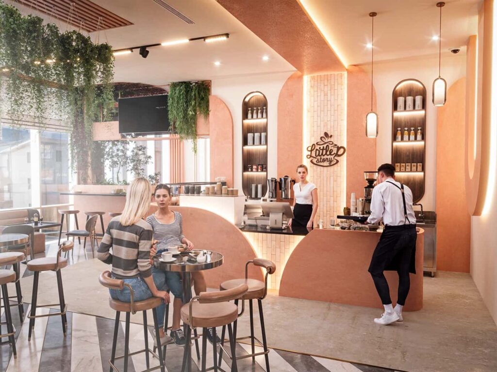 Cafe Case Study: Neon Sign & Vertical Plant Wall Design