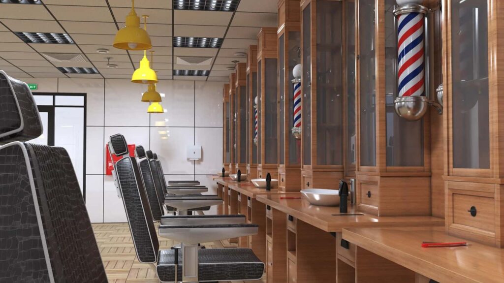 Custom Wood Barbershop Station Design Project
