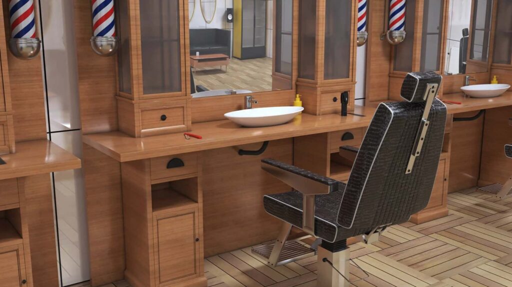 Bright Modern Barbershop With Vintage Furniture