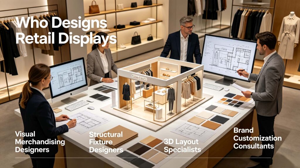 Who designs displays for retail stores?