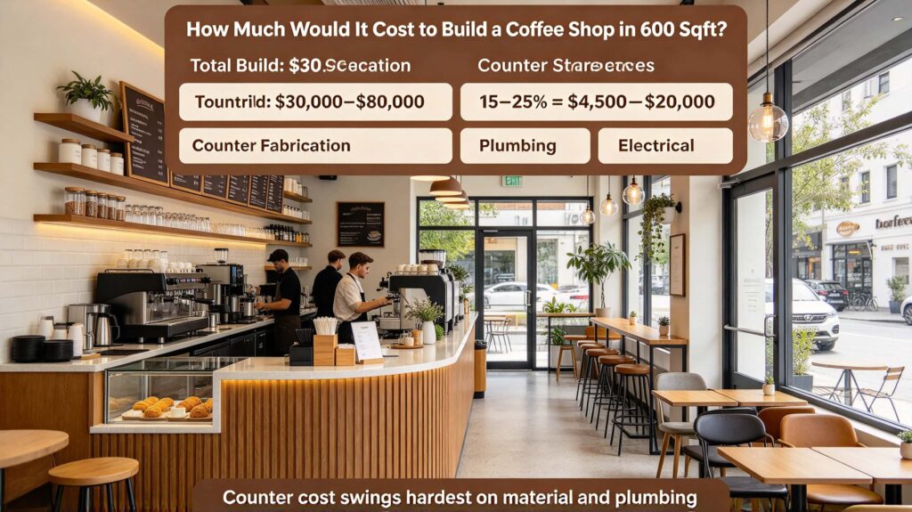 How much would it cost to build a coffee shop in a 600 sqft?