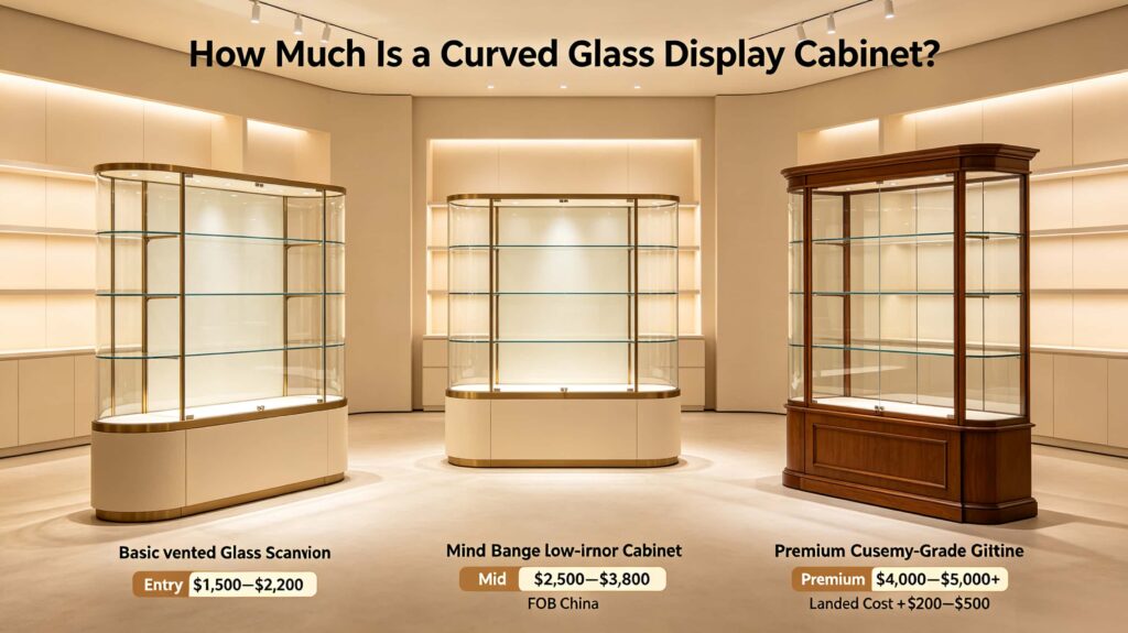 How much is a curved glass display cabinet?
