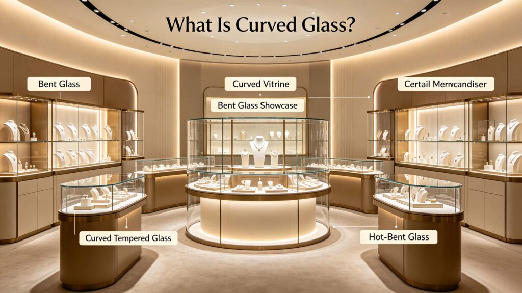 What is curved glass called?