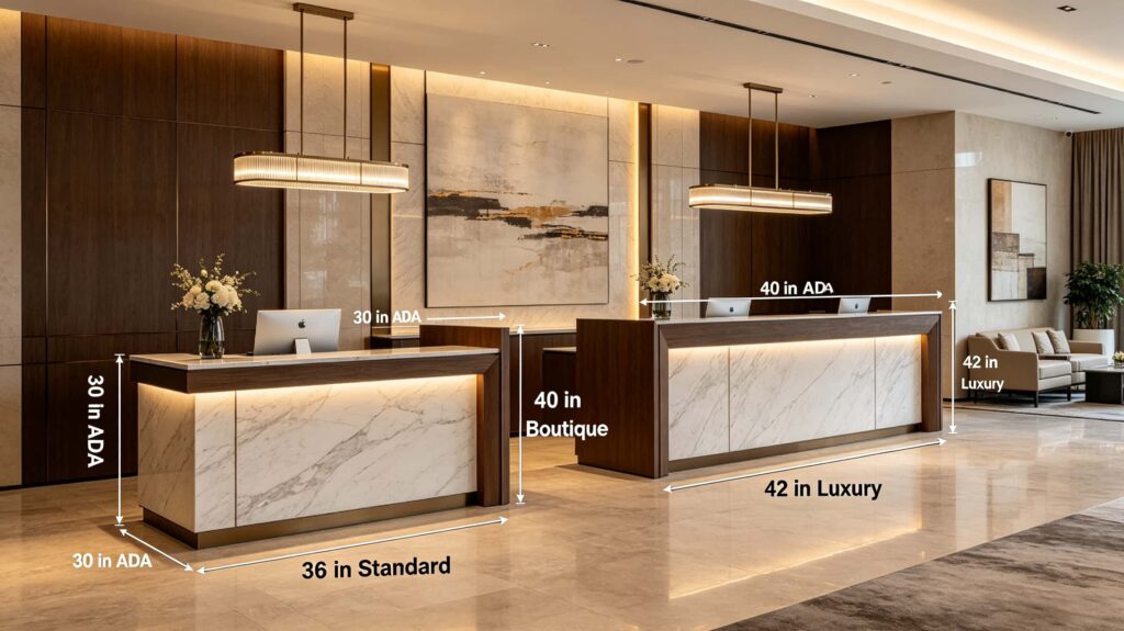 How high should a reception counter be?