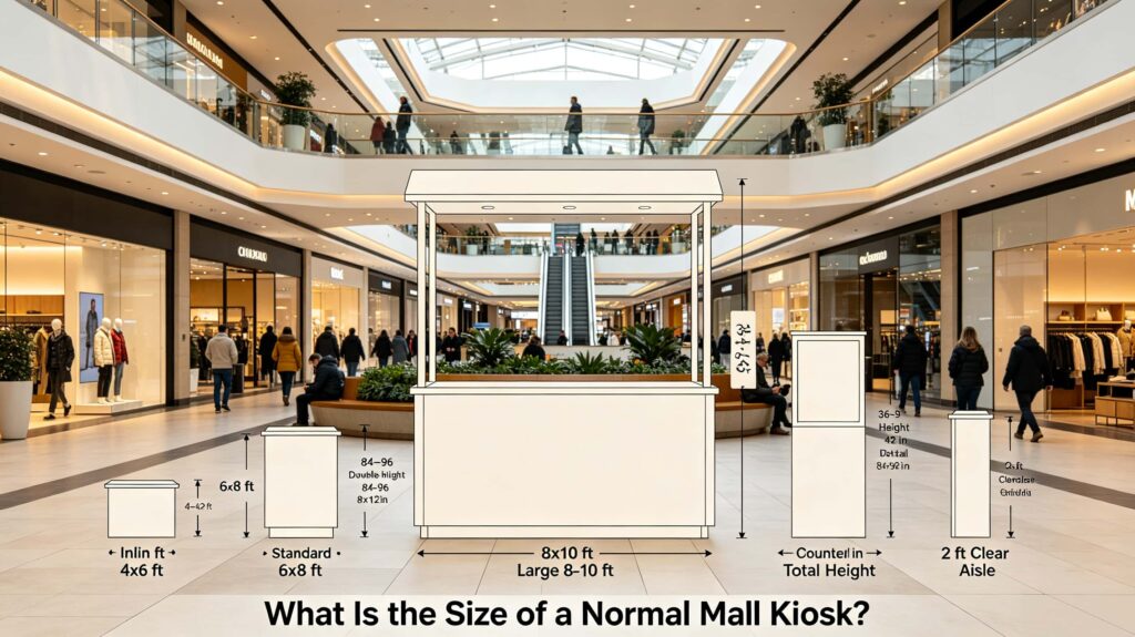 What is the size of a normal kiosk in malls?