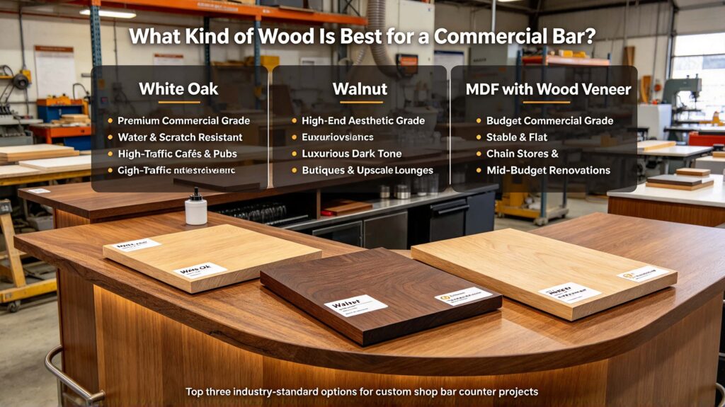 How thick should a bar top be? (Mention 1.5 to 2 inches for commercial use)