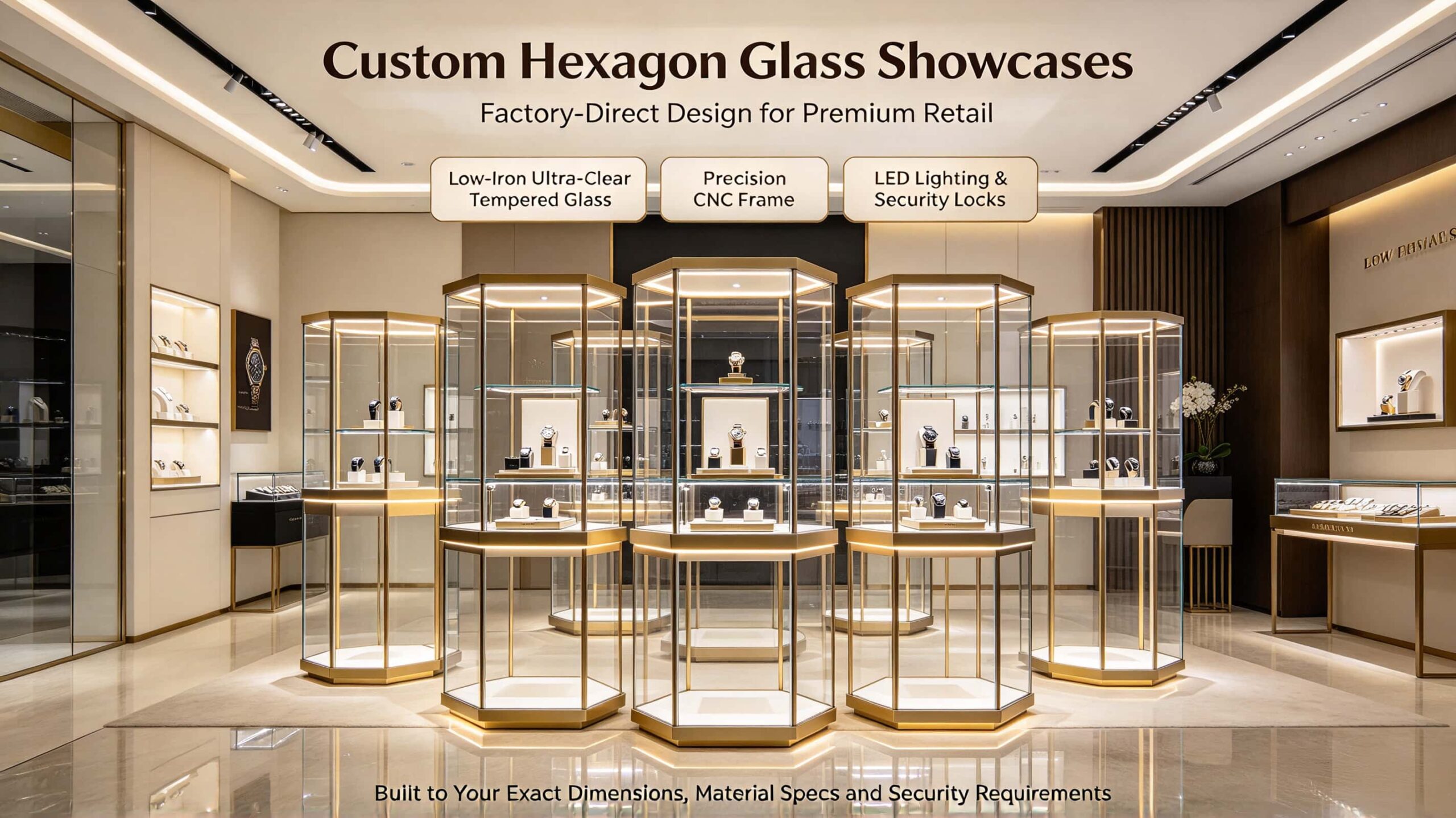 Hexagon Glass Showcase: A B2B Guide to Materials, Glass Thickness & Design