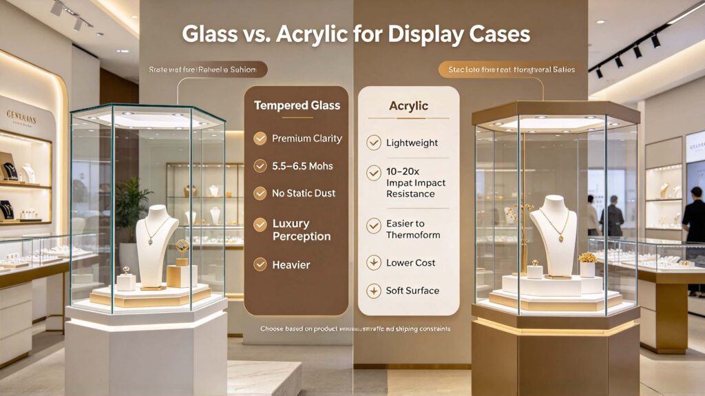 Which is better for a display case, acrylic or glass?