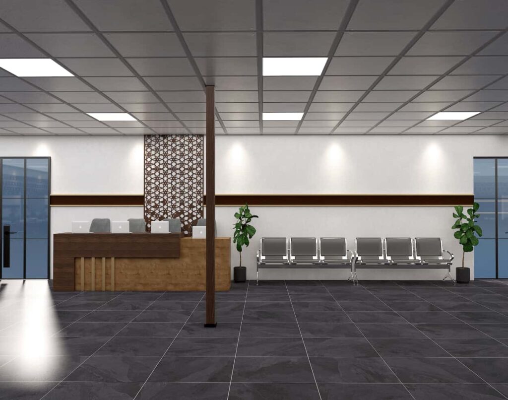 Luxury Gents Salon Fixture Package: Barber Workstations & Decorative Carved Partition Screens