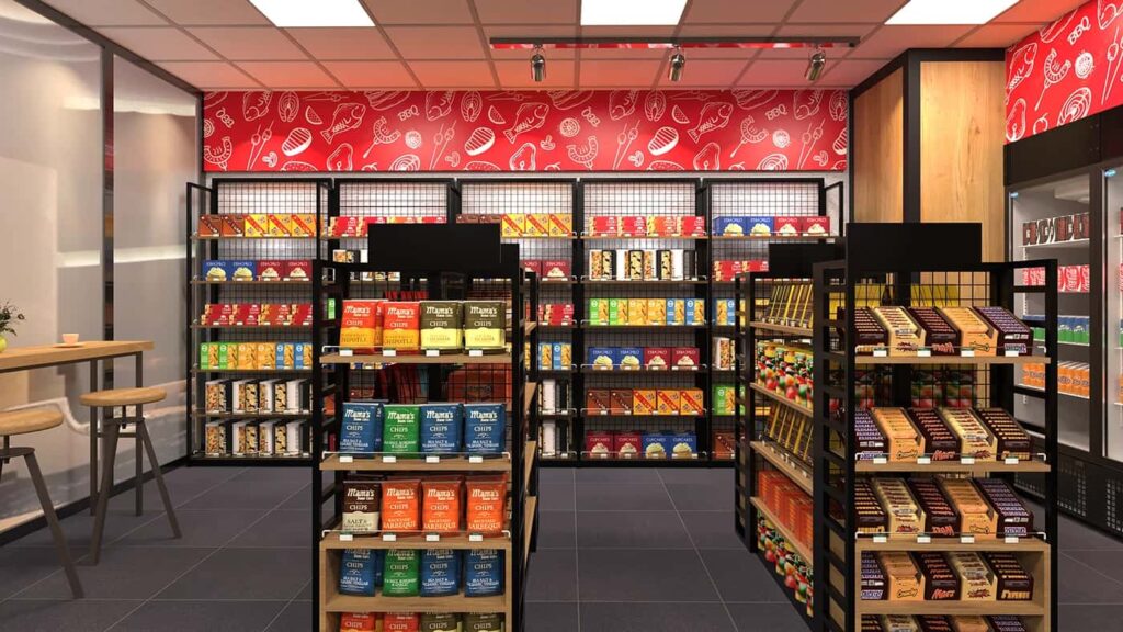Custom Retail Display Racks for Fresh & Packaged Food Convenience Store